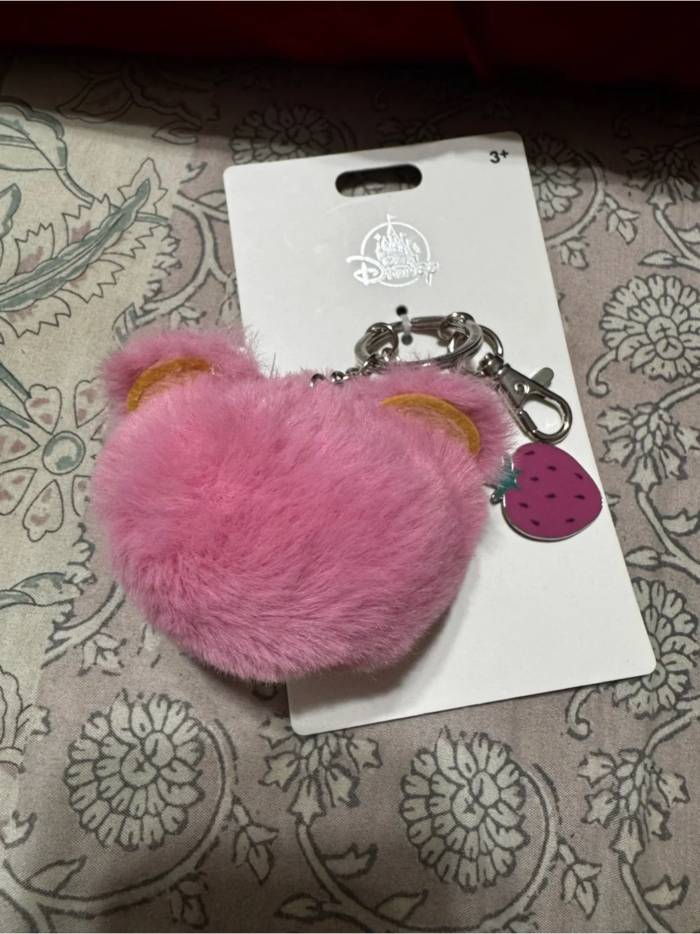 Disney Parks Pixar Toy Story Lotso Plush Pom Keychain Strawberry Charm NWT